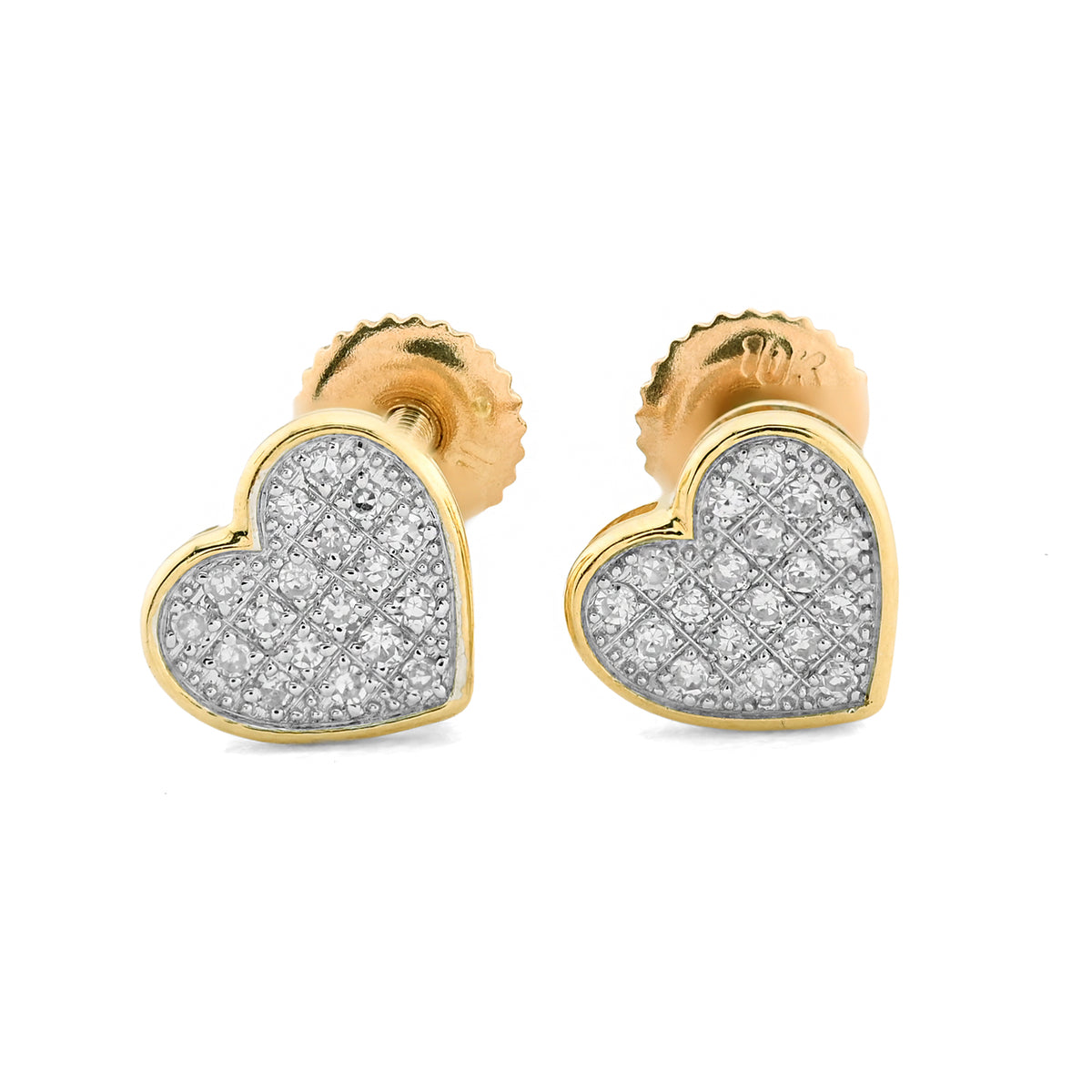 10K Yellow Gold 0.10 CT Natural Diamond Heart Earring Women Studs