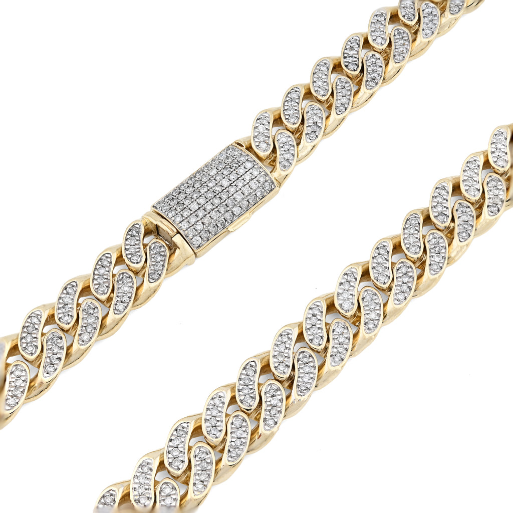 10K Yellow Gold 9.7 CT Natural Diamond Cuban Link Chain 11.5 MM 22" Men Necklace 128.6 g