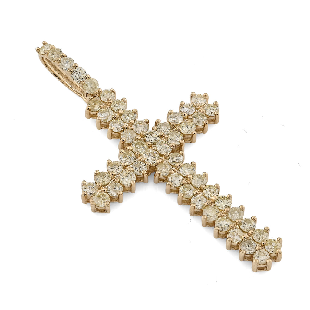 10K Yellow Gold 1.2 CT Natural Diamond Religious Cross Pendant Men Women Charm
