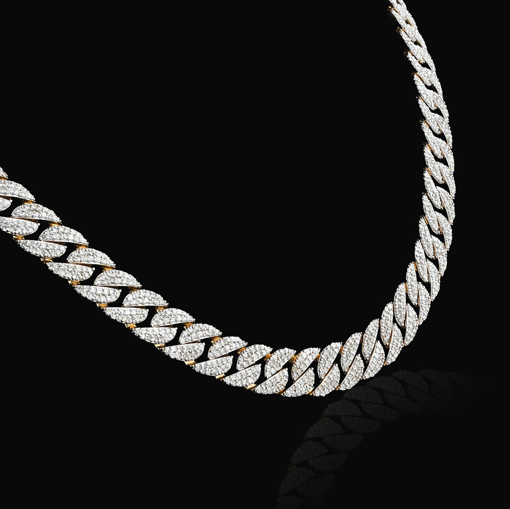 10K Yellow Gold 9 CT Natural Diamond Cuban Link Chain 8 MM Men 20" Necklace