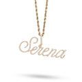 10K Yellow Gold 1 CT Natural Diamond "SERENA" Name Pendant 3.1 g Women Charm