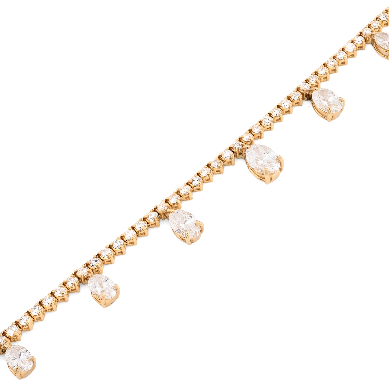 14K Yellow Gold 9.52 CT Lab Diamond Solitaire Tennis Chain 17" Women 18.8 g Necklace