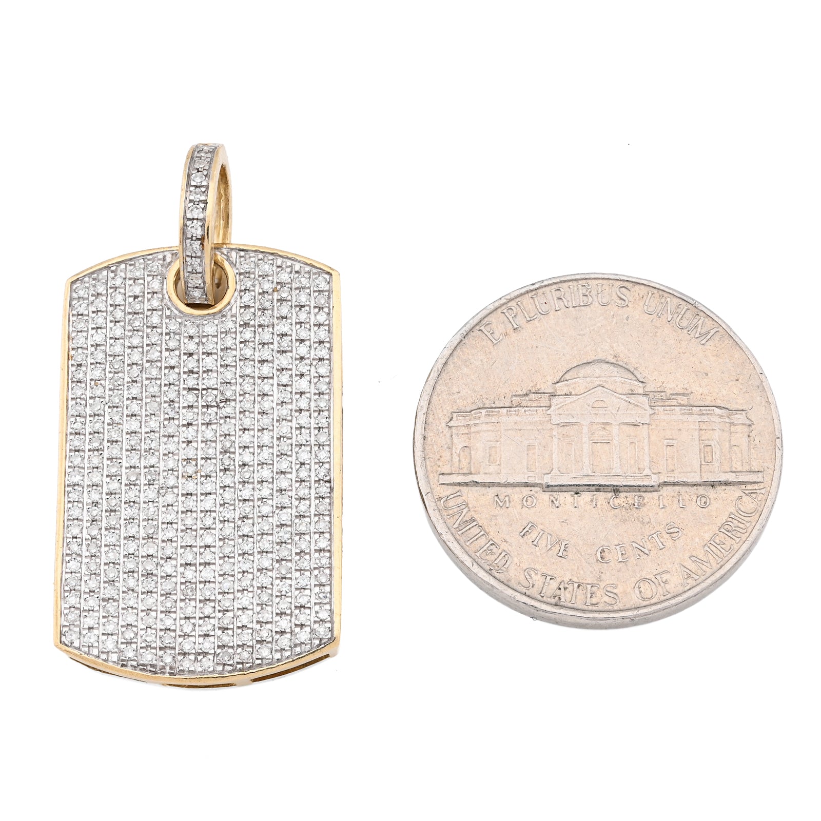 10K Yellow Gold Rectangular 0.65 CT Natural Diamond Charm Men 32.5 MM