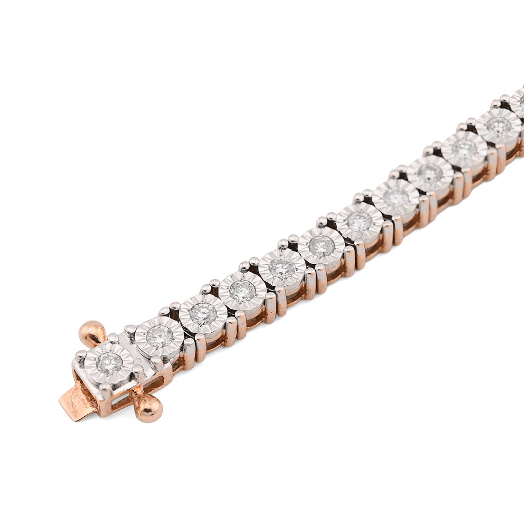 10k Rose Gold 2.5 CT Natural Diamond 7.5" Tennis Bracelet Men Women 18g