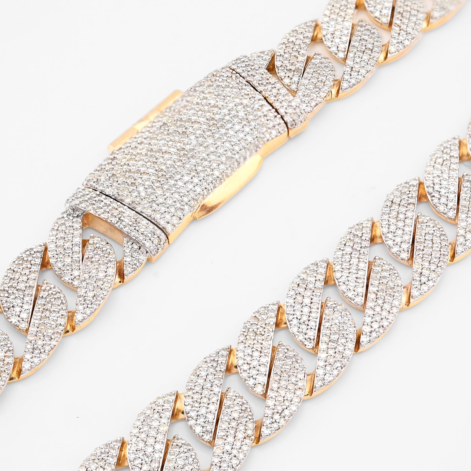 10K Yellow Gold 20.05 CT Natural Diamond 12 MM Cuban Link Necklace 22" Men Chain 73.1 g