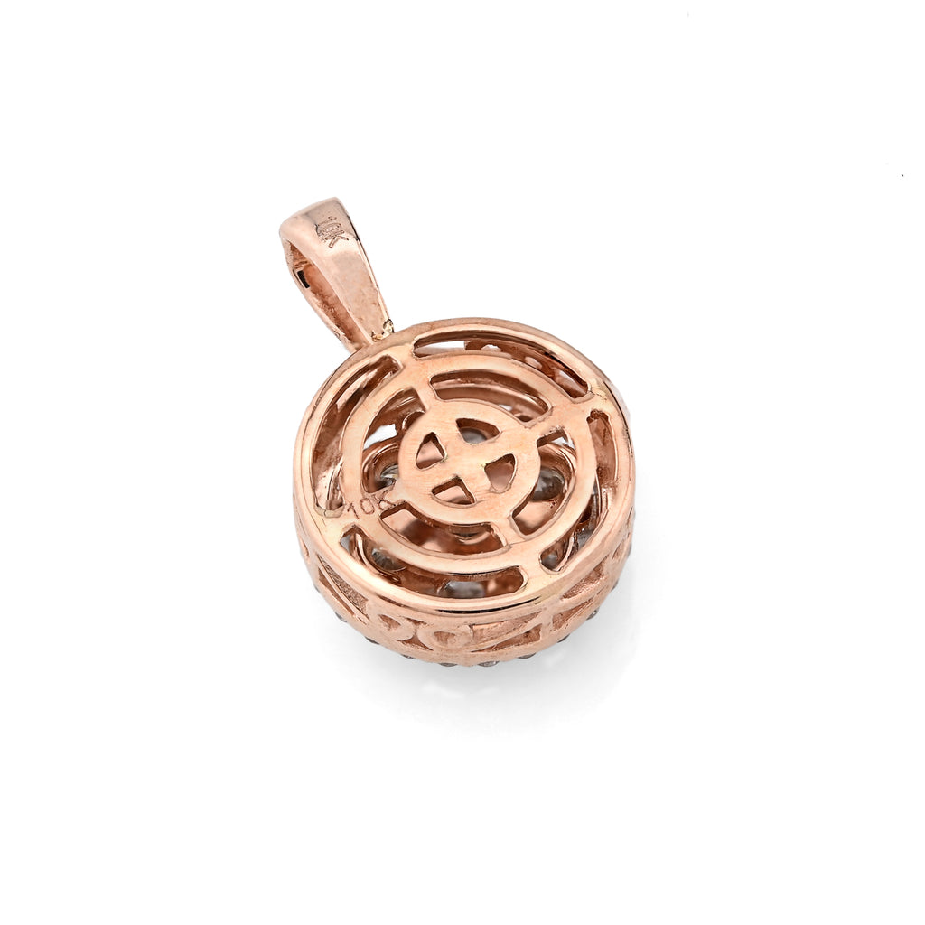 10K Rose Gold 1 CT Natural Diamond Flower Cluster Pendant Women small Charm