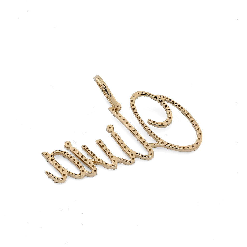10K Yellow Gold 1 CT Natural Diamond "OLIVIA" Name Pendant 3.0 g Women Charm