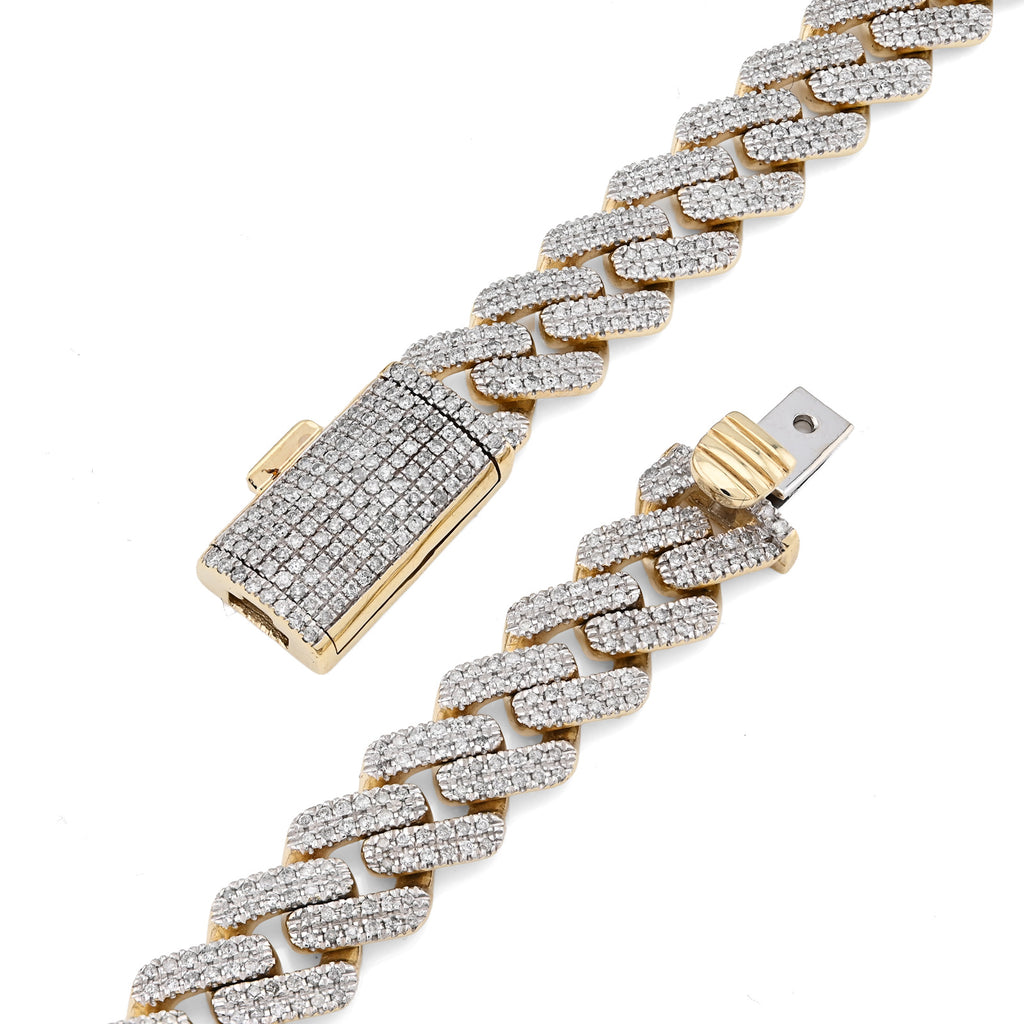 10K Yellow Gold 6.74 CT Natural Diamond 11 MM Cuban Link Chain 18" Men Necklace