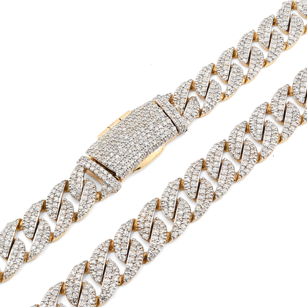 10K Yellow Gold 9 CT Natural Diamond Cuban Link Chain 8 MM Men 20" Necklace