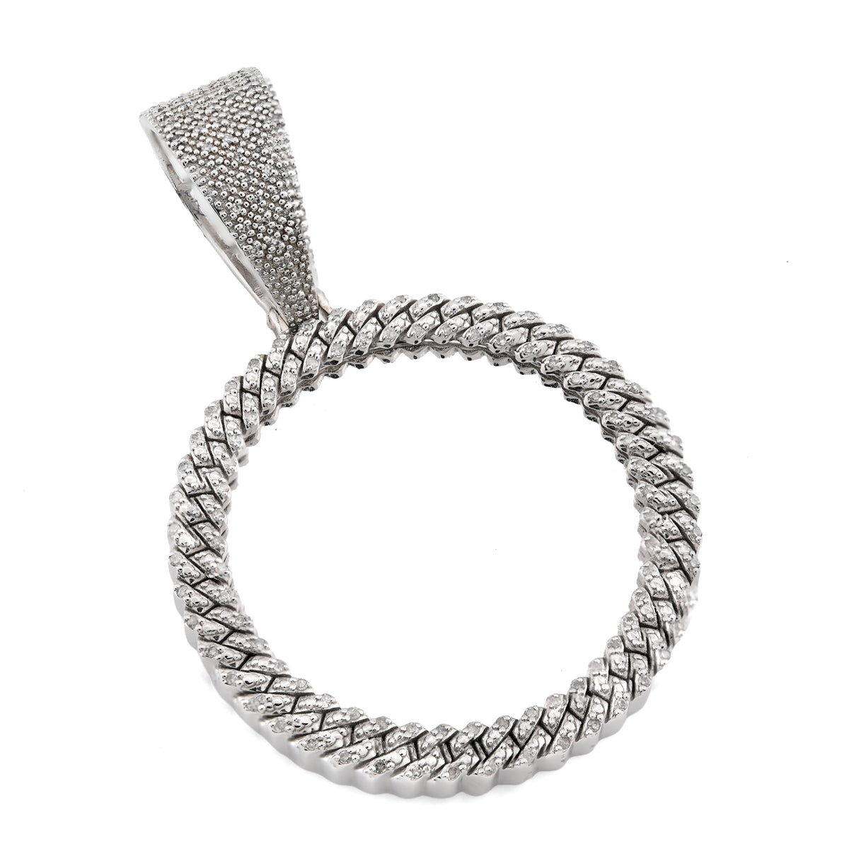 925 Sterling Silver 1.5 CT Natural Diamond Memory Charm Picture Pendant 8.5 g