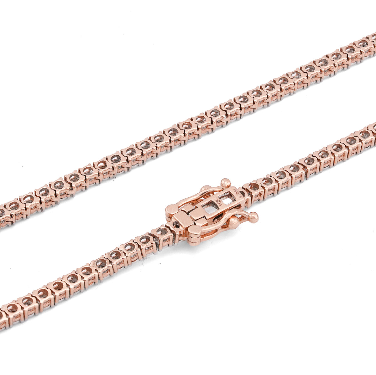 10K Rose Gold 0.78CT Natural Diamond 2.5MM Illusion Tennis Chain 18" Men Women Necklace