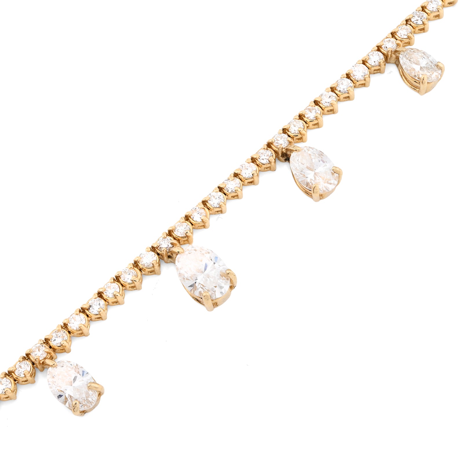 14K Yellow Gold 9.52 CT Lab Diamond Solitaire Tennis Chain 17" Women 18.8 g Necklace