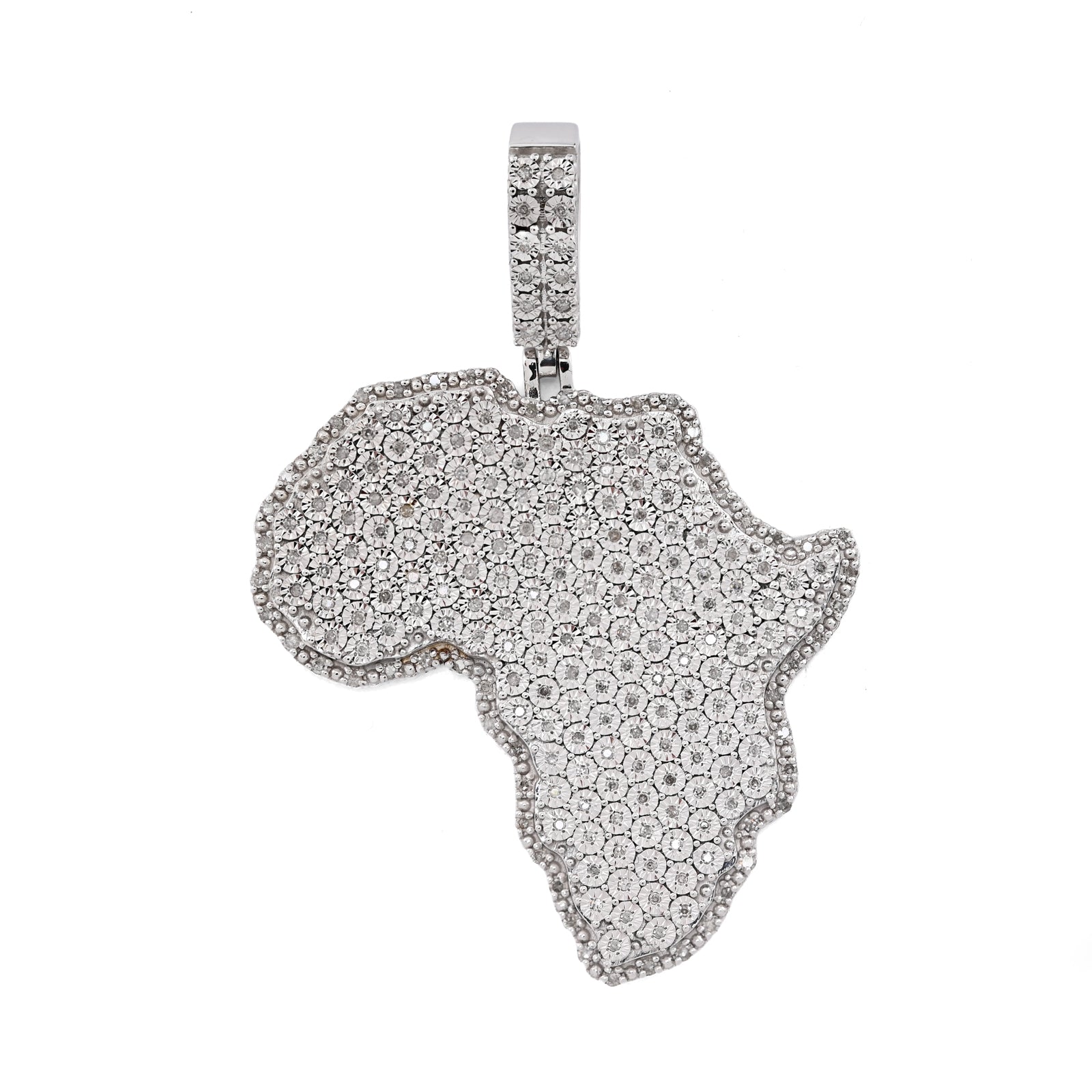 925 Sterling Silver 0.83 CT Natural Diamond Africa Pendant Men's Charm