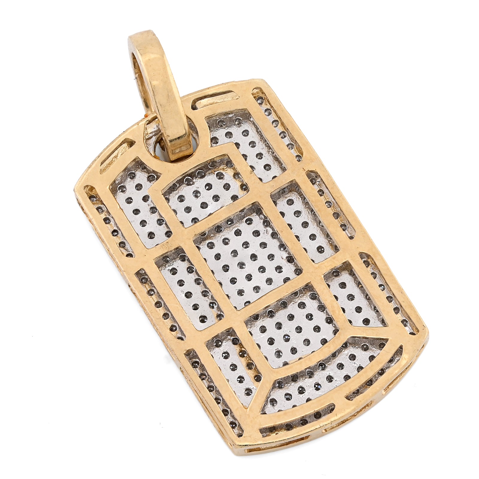 10K Yellow Gold Rectangular 0.65 CT Natural Diamond Charm Men 32.5 MM