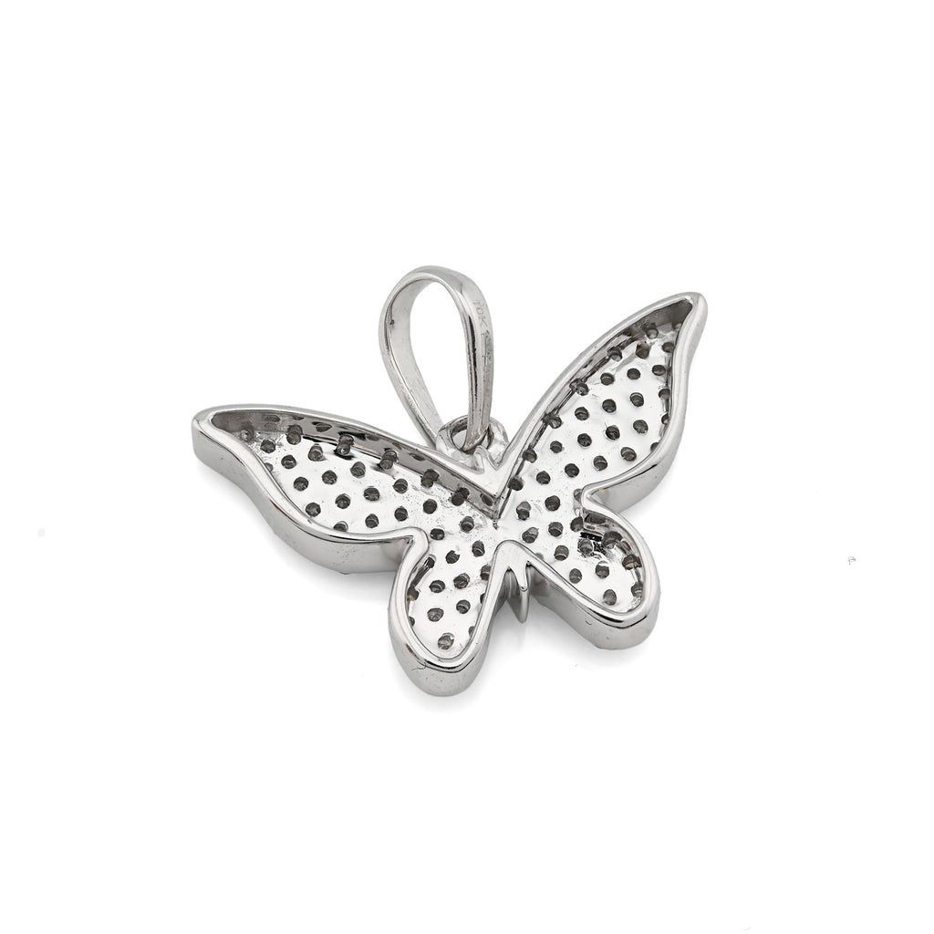 10K White Gold 0.26CT Natural Diamond Butterfly pendant Women Charm
