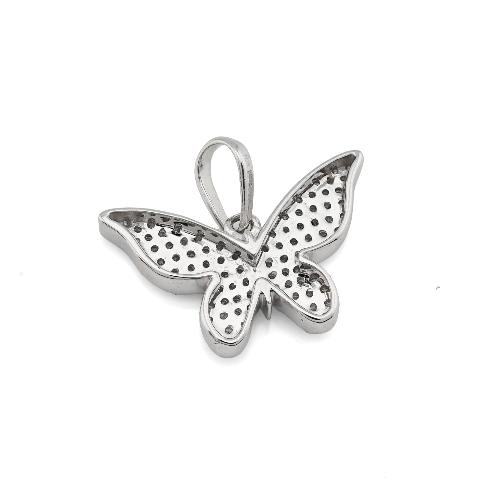 10K White Gold 0.26CT Natural Diamond Butterfly pendant Women Charm
