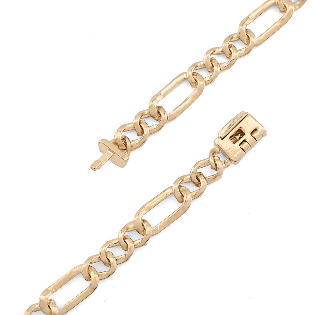 10K Yellow Gold 7.50 CT Natural Diamond 5.5 MM Figaro Chain 20" Men Women Necklace