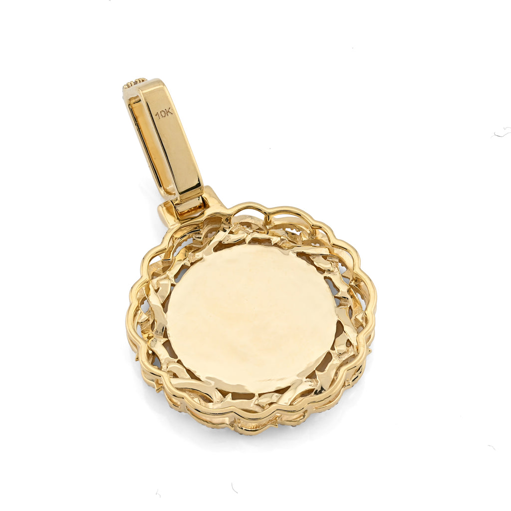 10K Yellow Gold 0.50 CT Natural Diamond Memory Pendant Picture Men Women Charm