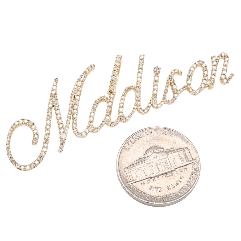 10K Yellow Gold 1.5 CT Natural Diamond "MADISON" Name Pendant 5.0 g Women Charm