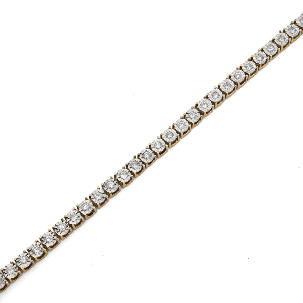 10k Yellow Gold 2CT Natural Diamond 7" Tennis Bracelet Men Women 10.3g