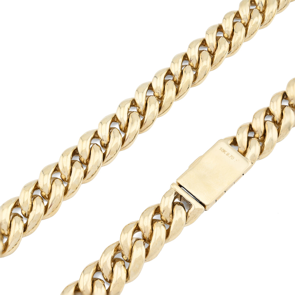 10K Yellow Gold 9.7 CT Natural Diamond Cuban Link Chain 11.5 MM 22" Men Necklace 128.6 g
