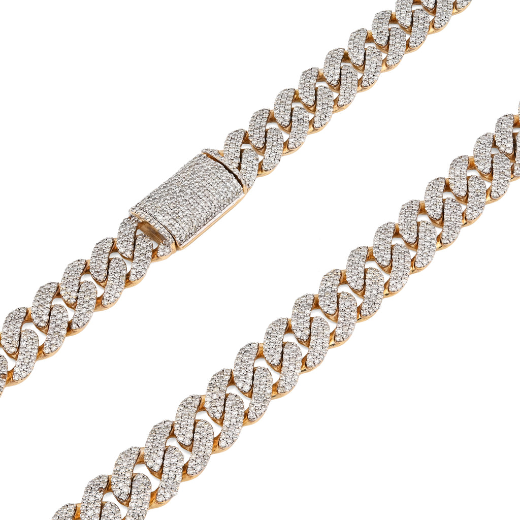 10K Yellow Gold 9.5 CT Natural Diamond Cuban Link Chain 8 MM Men 54.6 g Necklace 22"