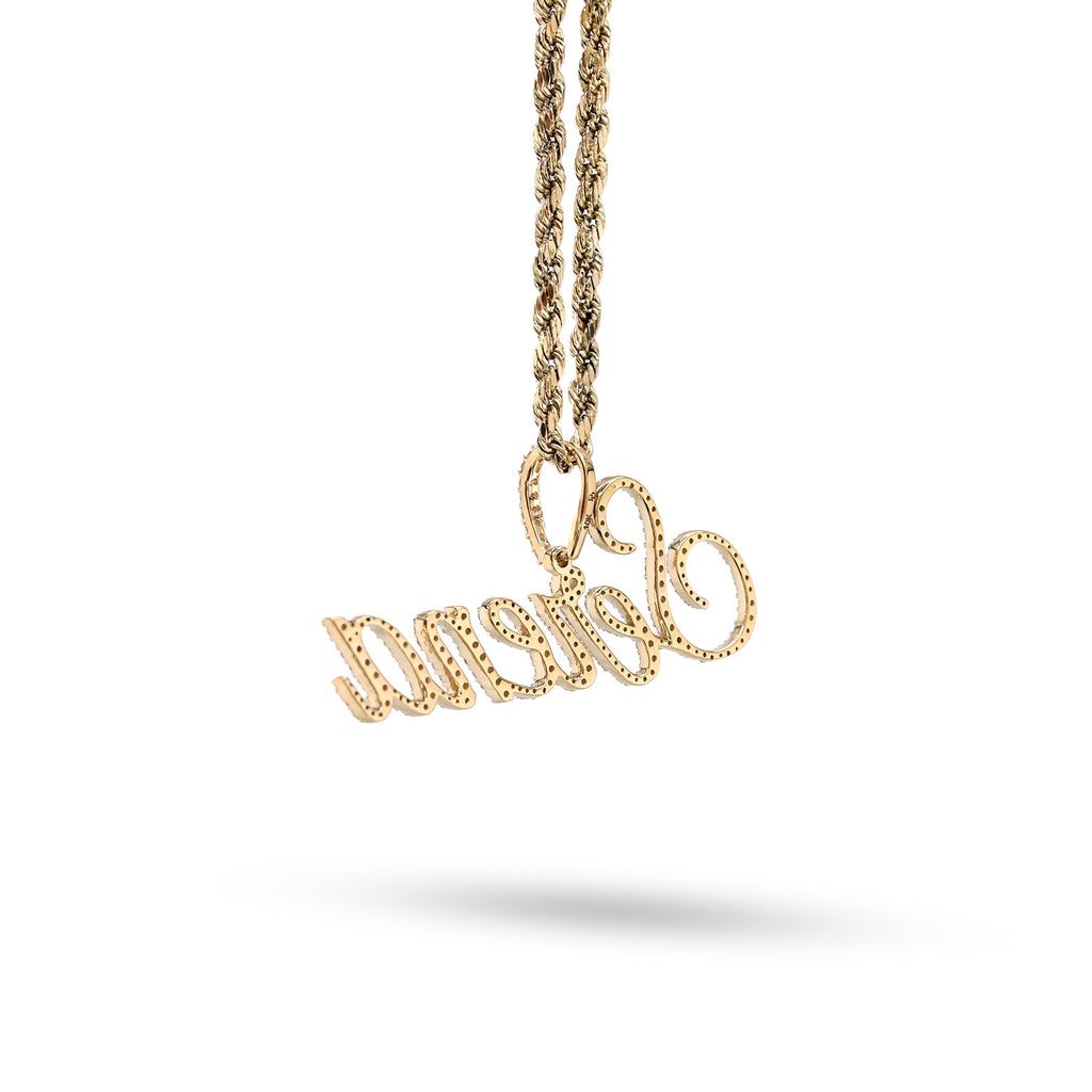 10K Yellow Gold 1 CT Natural Diamond "SERENA" Name Pendant 3.1 g Women Charm