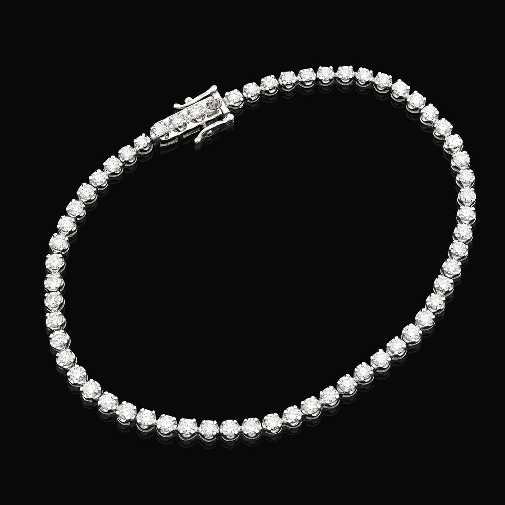 925 Silver 2 CTW Lab Diamond Bracelet 7" Men Women