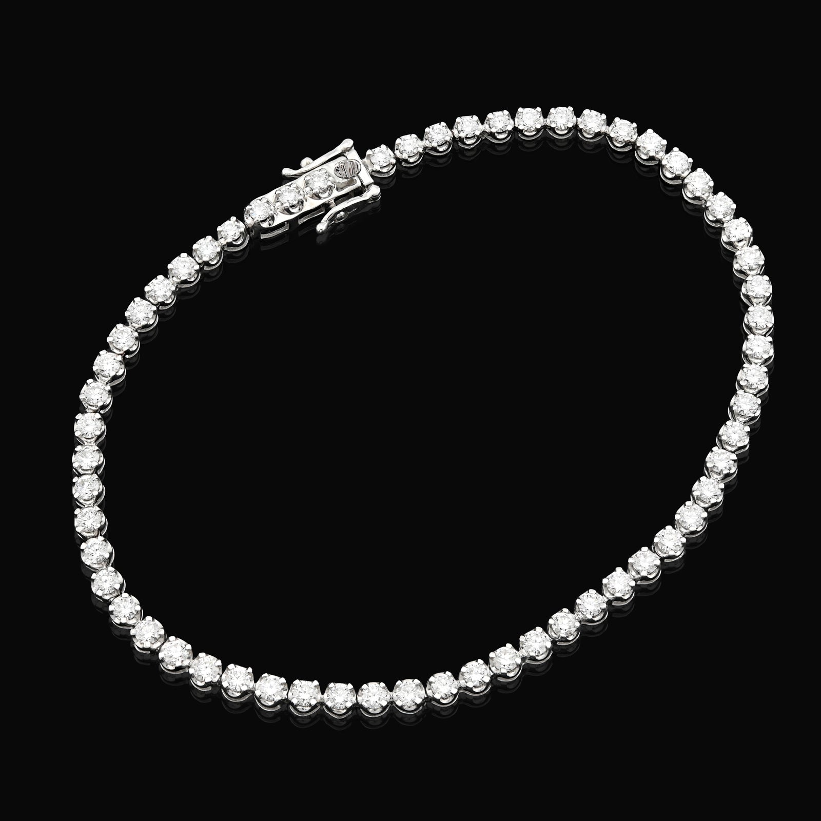 925 Silver 2 CTW Lab Diamond Bracelet 7" Men Women