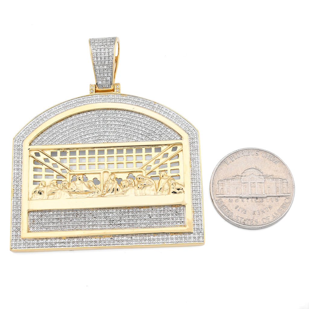 10K Yellow Gold 1040 CTW Natural Diamond Last Supper Pendant 19.9 g Men Charm