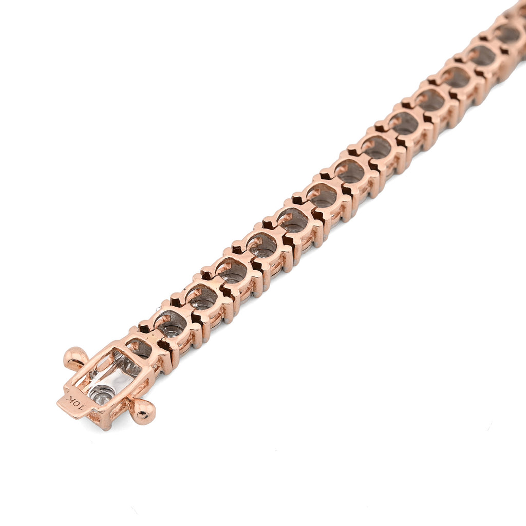 10k Rose Gold 2.5 CT Natural Diamond 7.5" Tennis Bracelet Men Women 18g