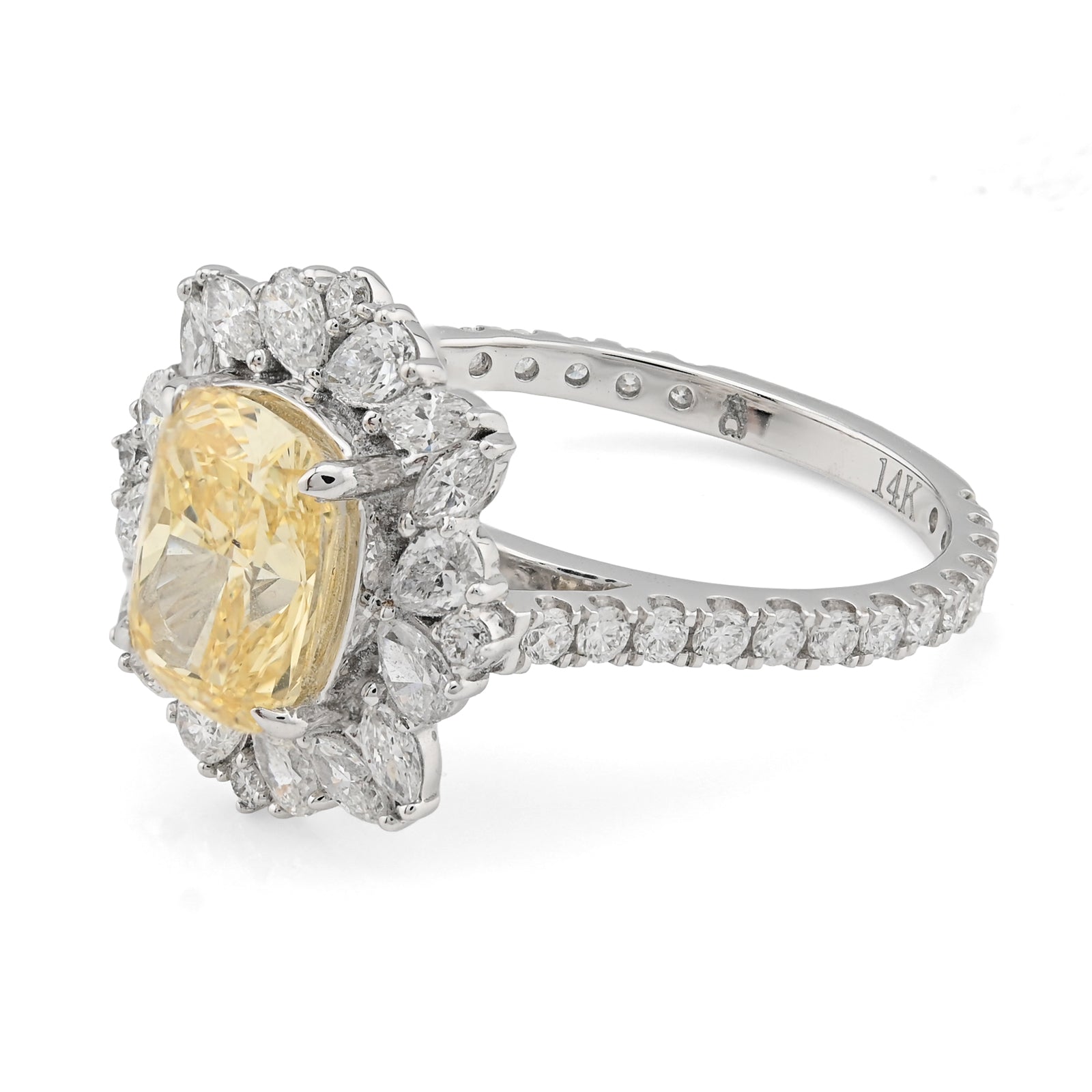 14K White Gold 3.15 CT Lab Diamond Women's Ring