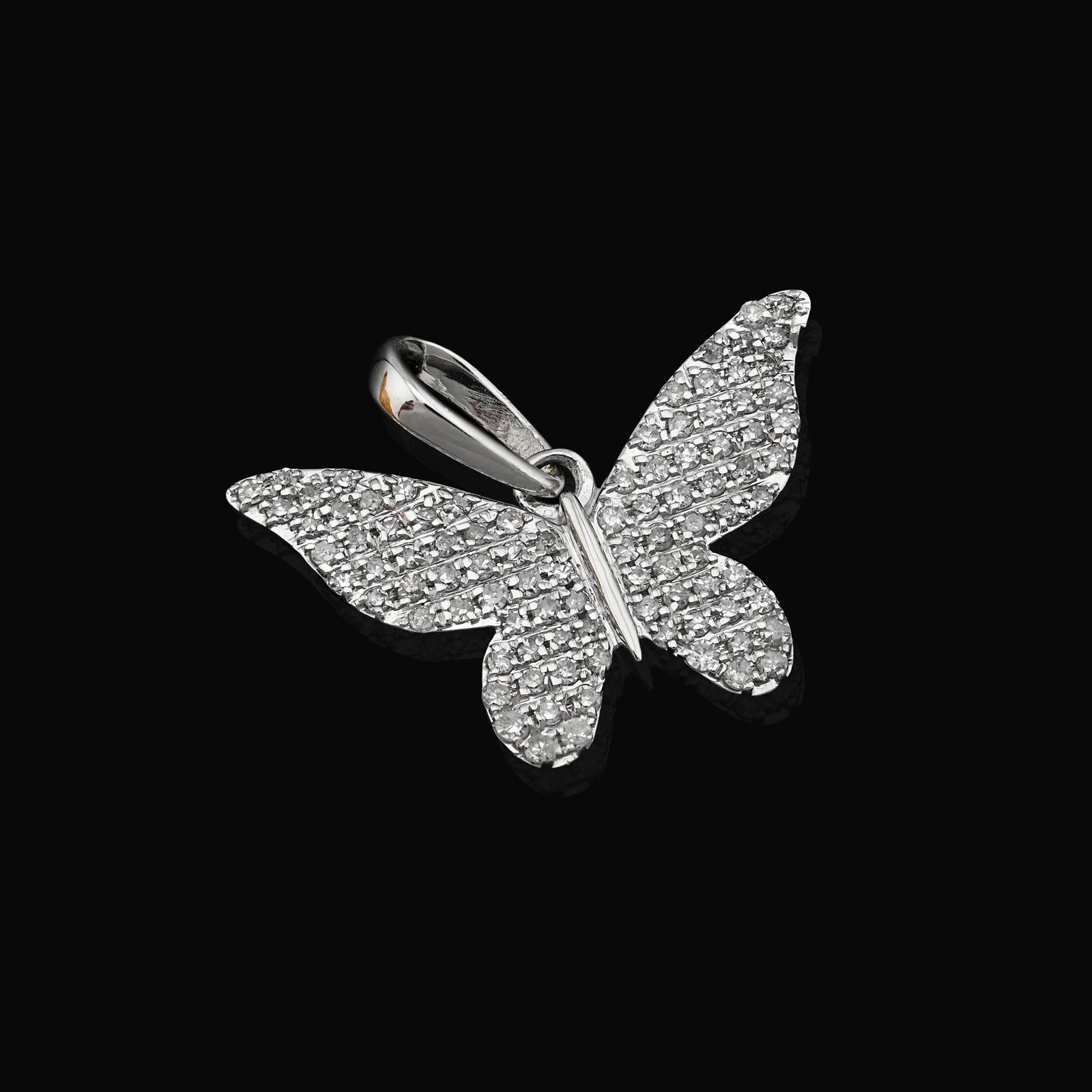 10K White Gold 0.26CT Natural Diamond Butterfly pendant Women Charm