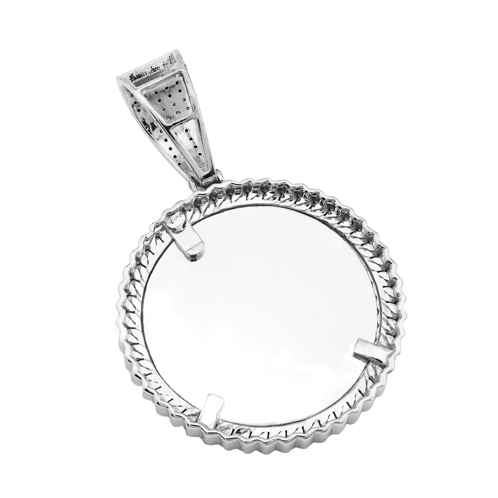925 Sterling Silver 1.5 CT Natural Diamond Memory Charm Picture Pendant 8.5 g
