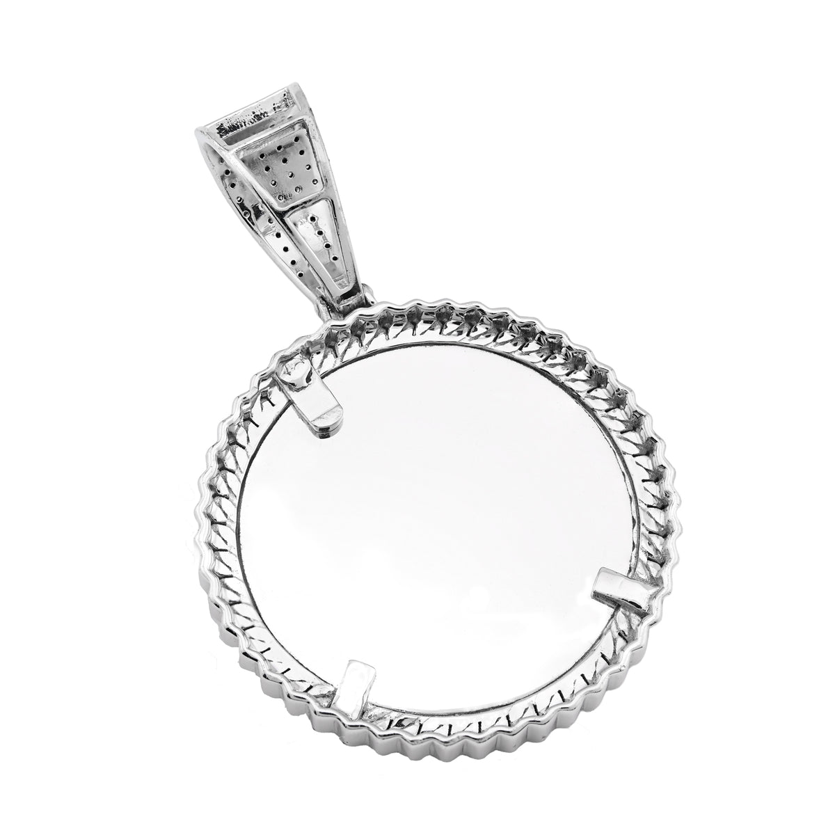 925 Sterling Silver 1.5 CT Natural Diamond Memory Charm Picture Pendant 8.5 g