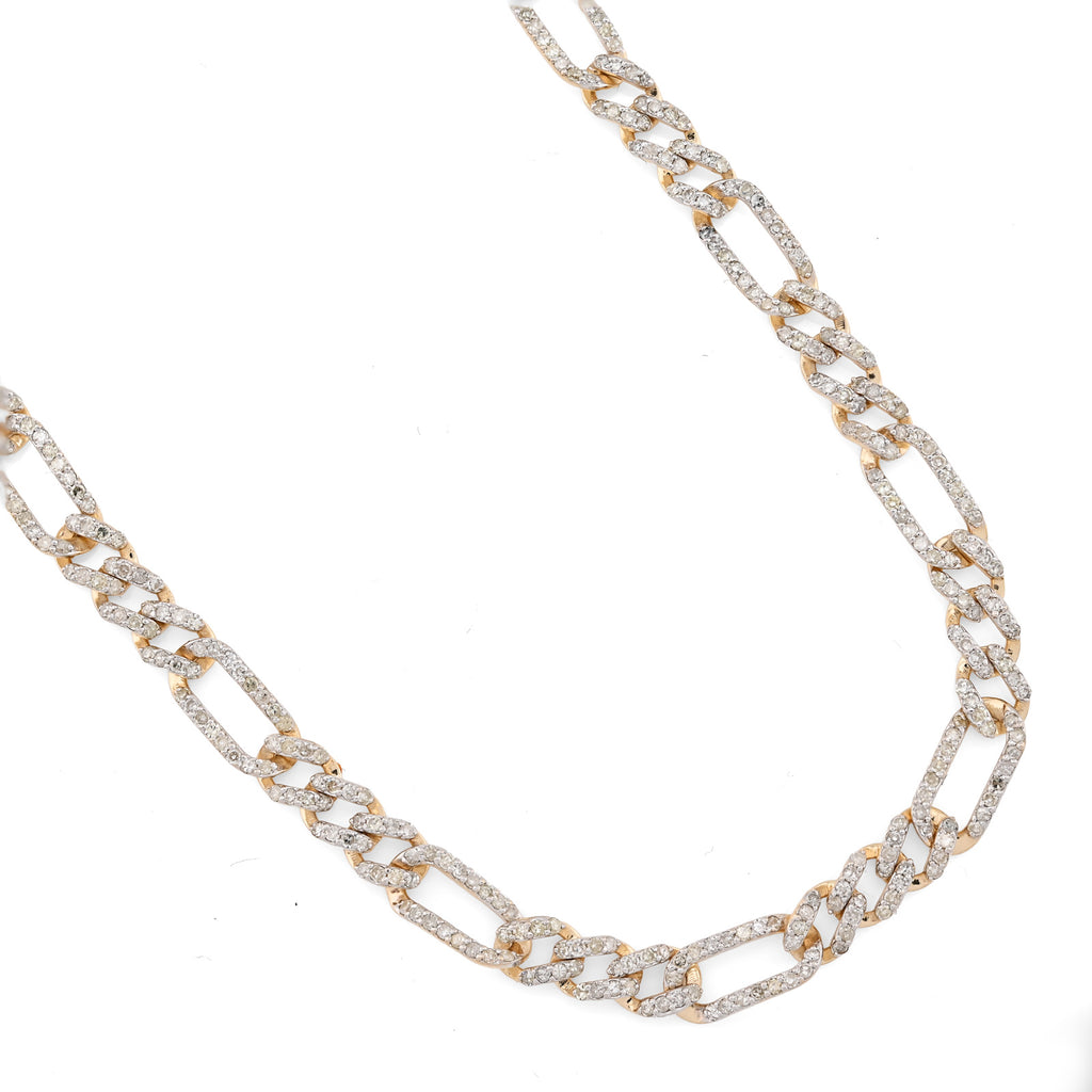 10K Yellow Gold 7.50 CT Natural Diamond 5.5 MM Figaro Chain 20" Men Women Necklace