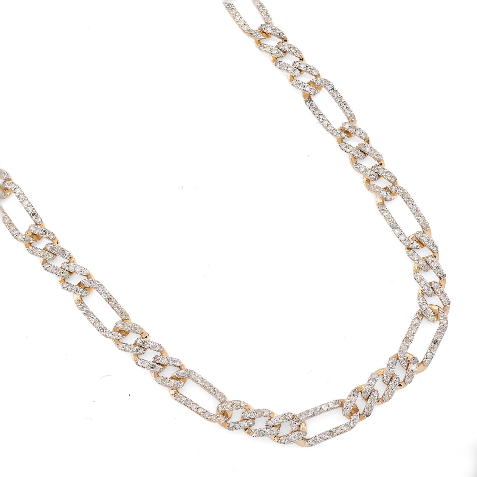 10K Yellow Gold 7.50 CT Natural Diamond 5.5 MM Figaro Chain 20" Men Women Necklace