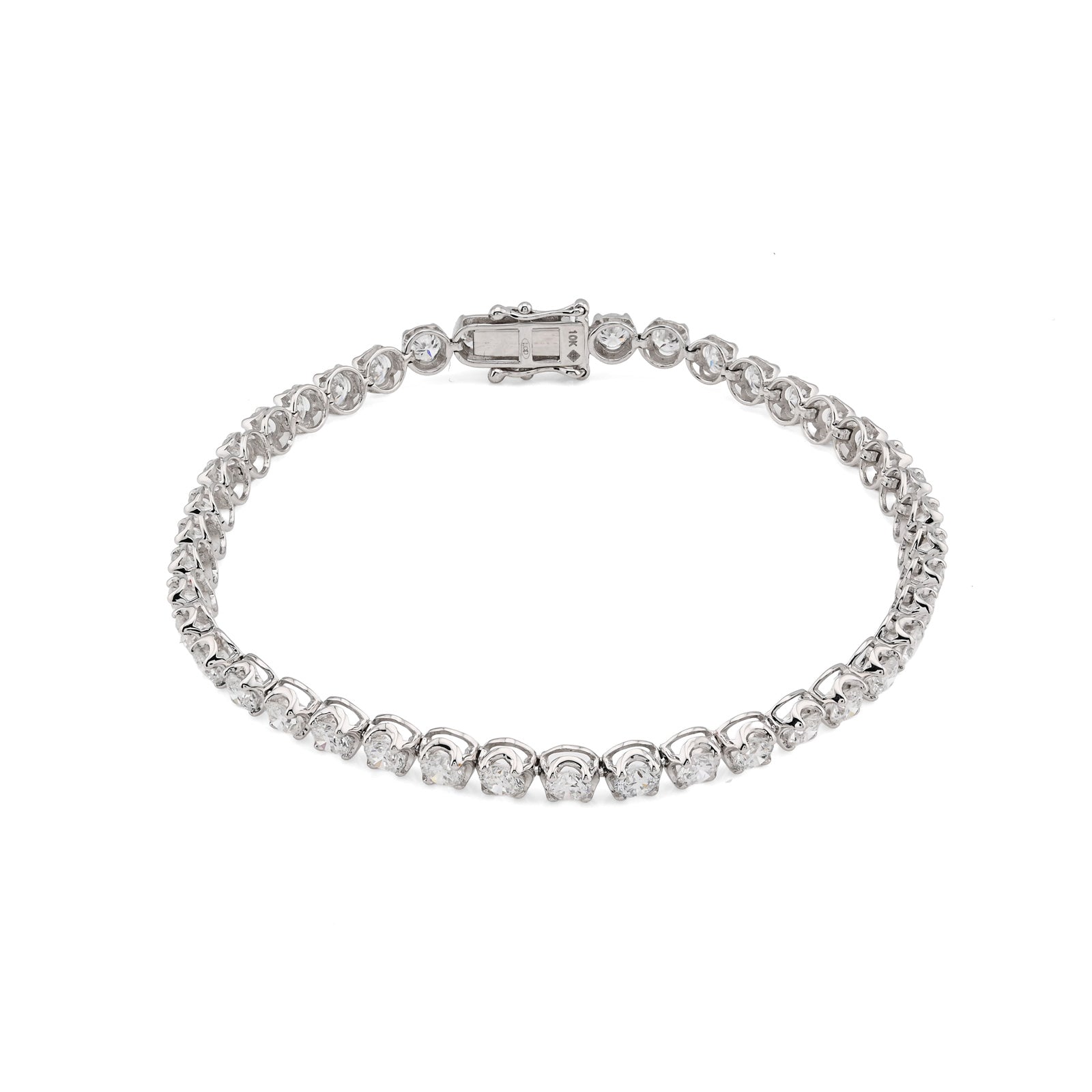 10K White Gold 5CTW Lab Diamond Tennis Bracelet 4MM 7"