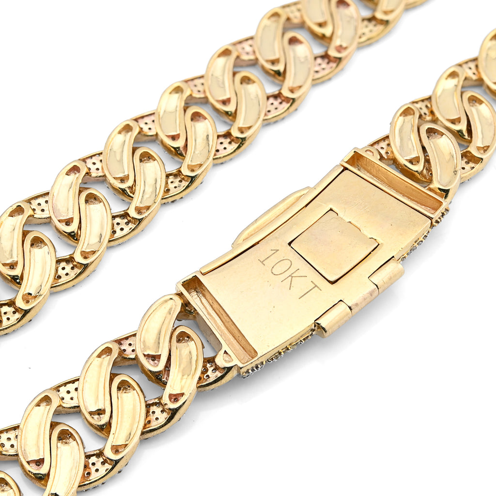 10K Yellow Gold 20.05 CT Natural Diamond 12 MM Cuban Link Necklace 22" Men Chain 73.1 g