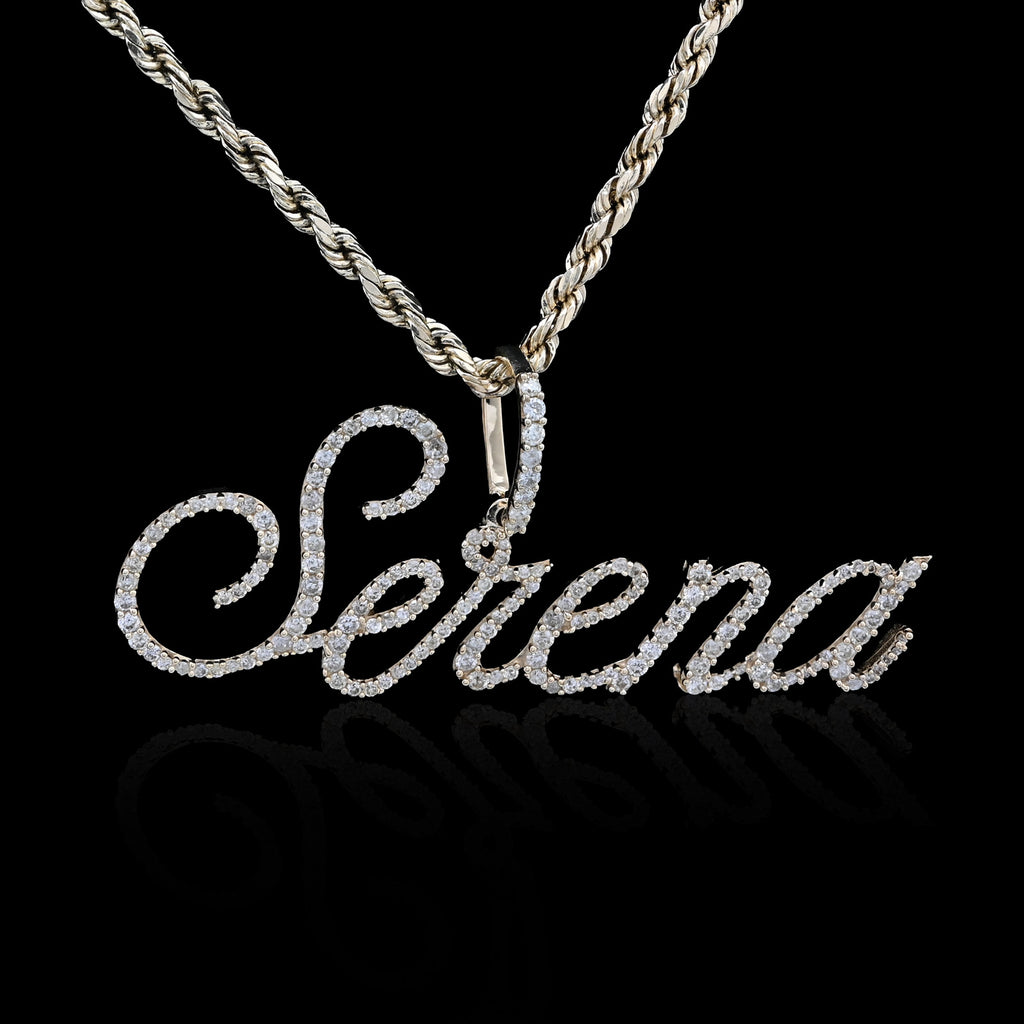 10K Yellow Gold 1 CT Natural Diamond "SERENA" Name Pendant 3.1 g Women Charm