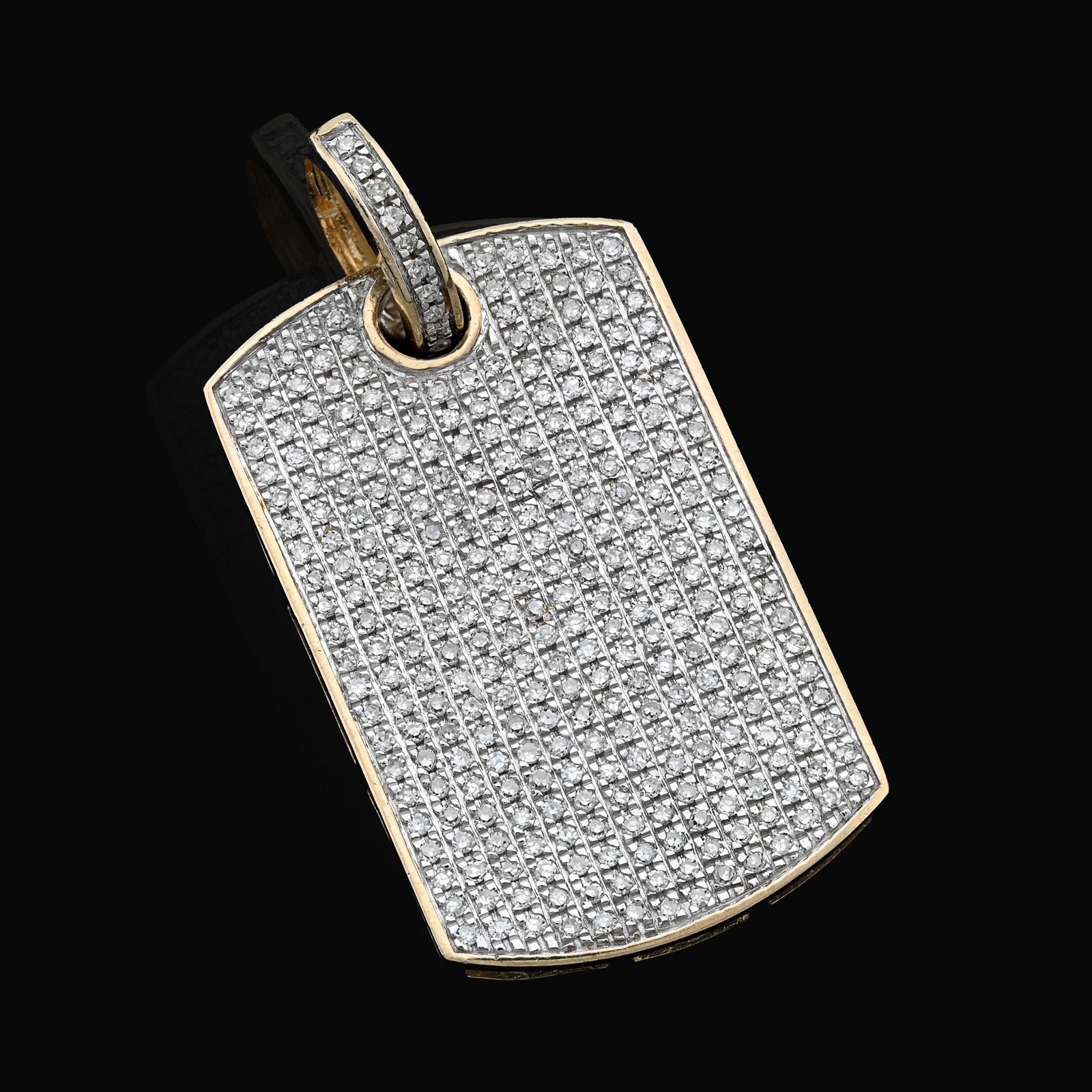 10K Yellow Gold Rectangular 0.65 CT Natural Diamond Charm Men 32.5 MM