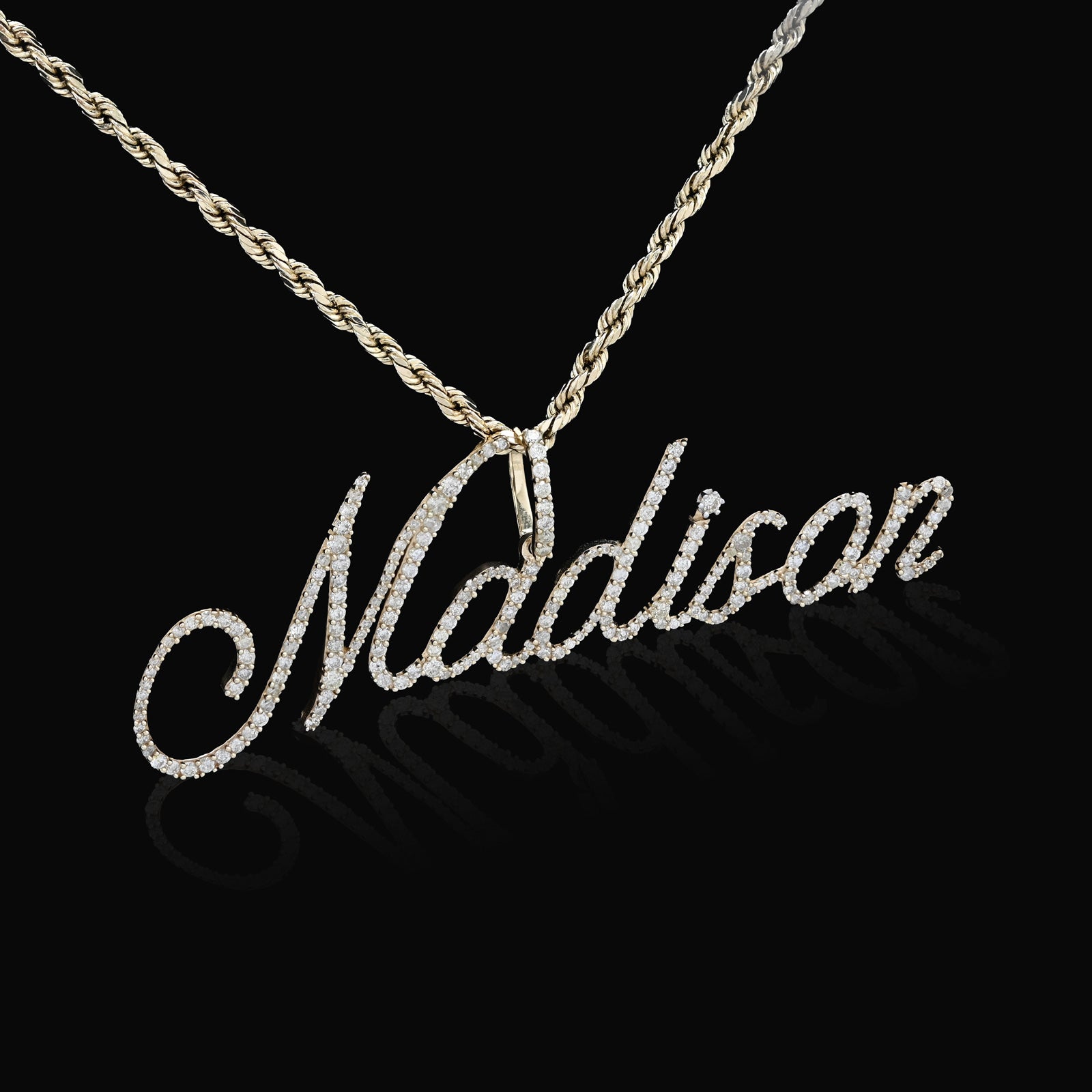 10K Yellow Gold 1.5 CT Natural Diamond "MADISON" Name Pendant 5.0 g Women Charm