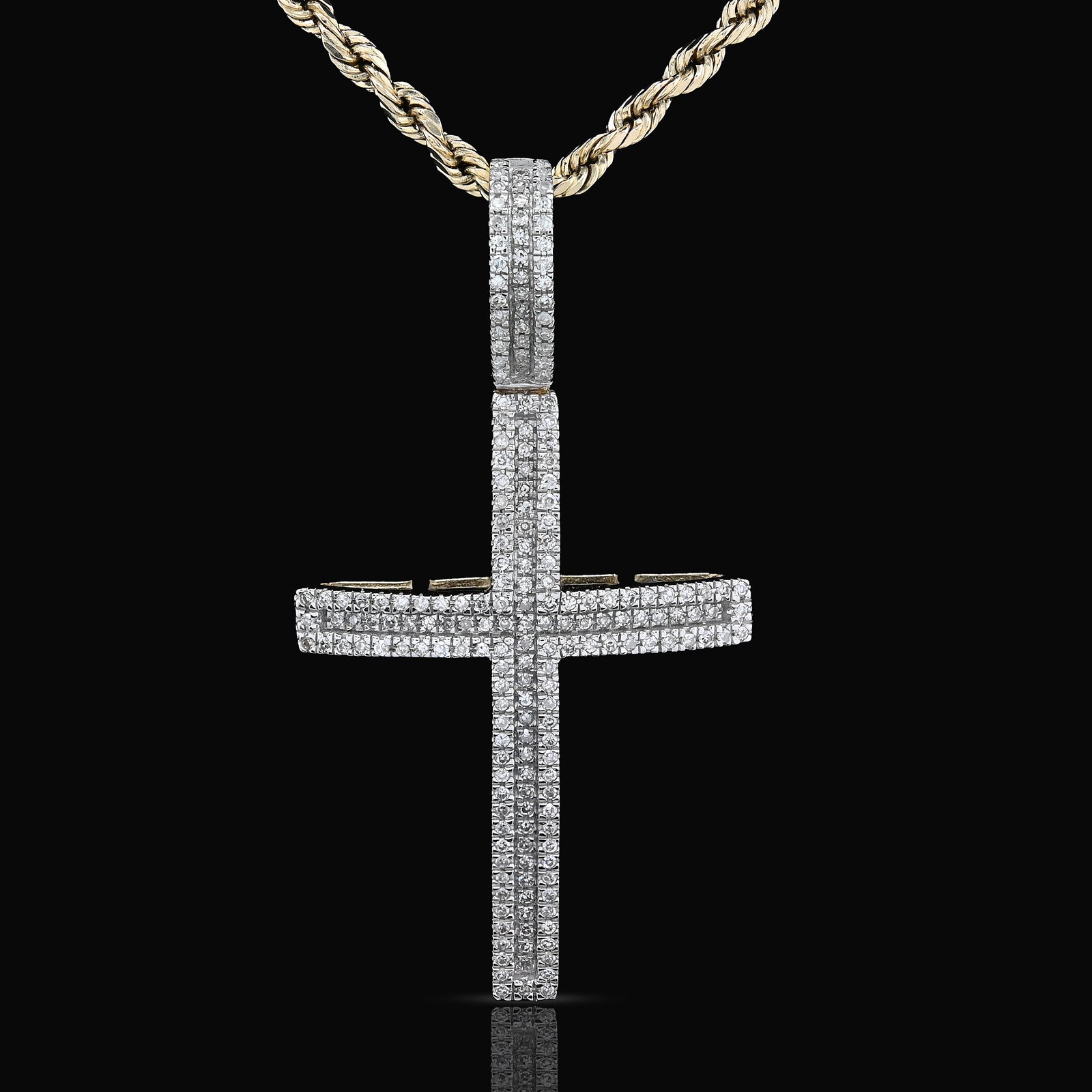 10k Yellow Gold 0.45 CTW Natural Diamond Religvious Cross Charm Pendant 4g Men Women
