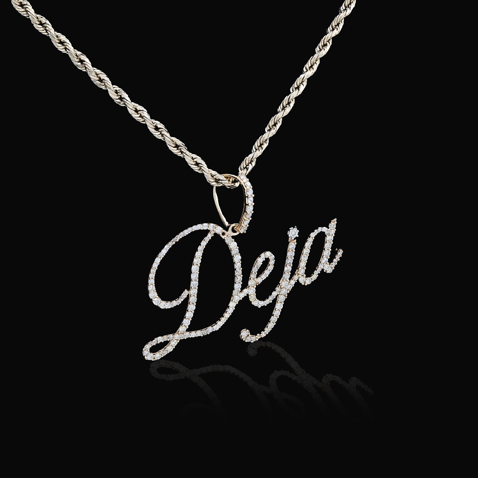 10K Yellow Gold 1 CT Natural Diamond "DEJA" Name Pendant 3 g Charm