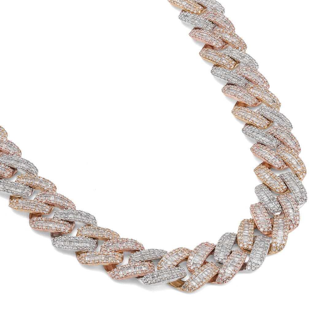10K Rose Gold 8.60CT Natural Diamond Snake Cuban link Chain 10MM 22" Men Necklace