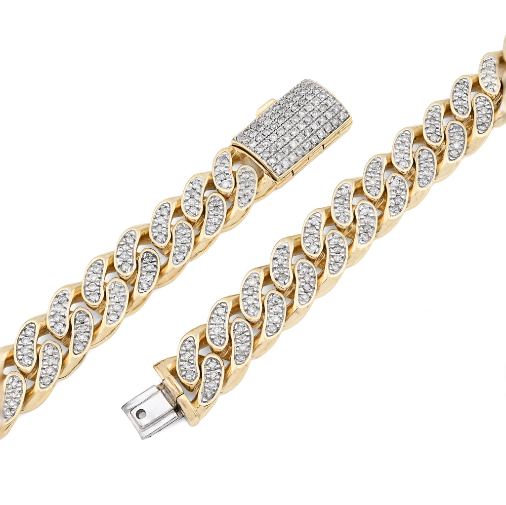 10K Yellow Gold 9.7 CT Natural Diamond Cuban Link Chain 11.5 MM 22" Men Necklace 128.6 g