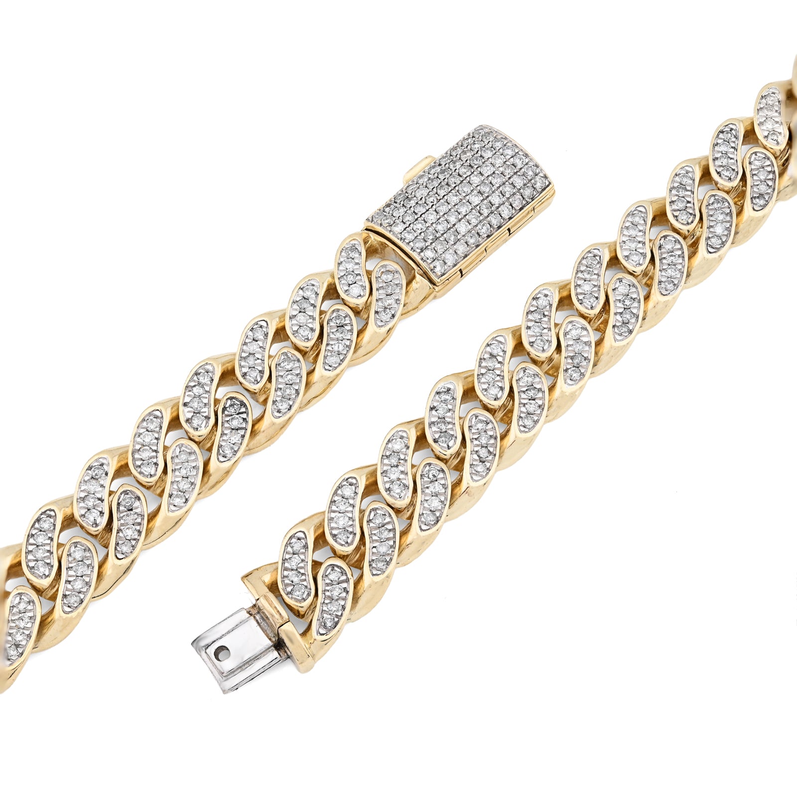10K Yellow Gold 9.7 CT Natural Diamond Cuban Link Chain 11.5 MM 22" Men Necklace 128.6 g