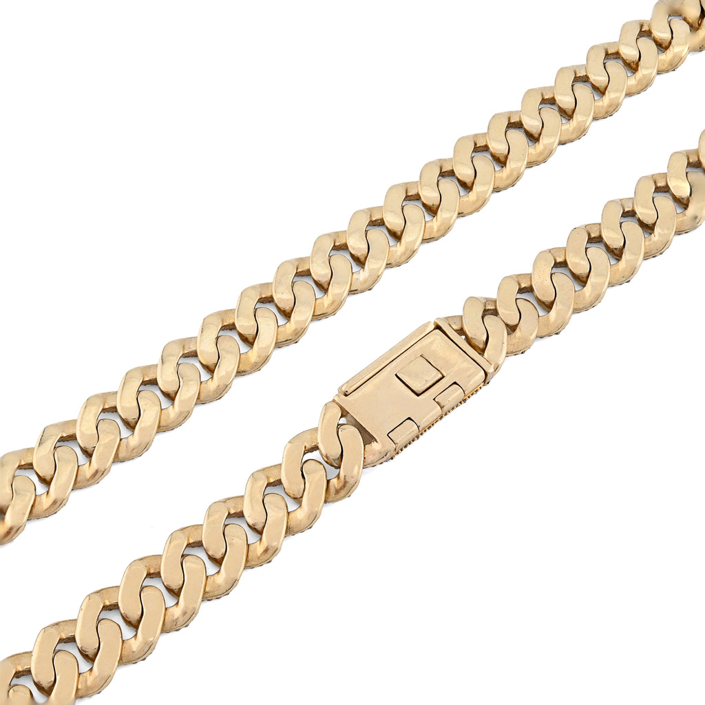 10K Yellow Gold 9.5 CT Natural Diamond Cuban Link Chain 8 MM Men 54.6 g Necklace 22"