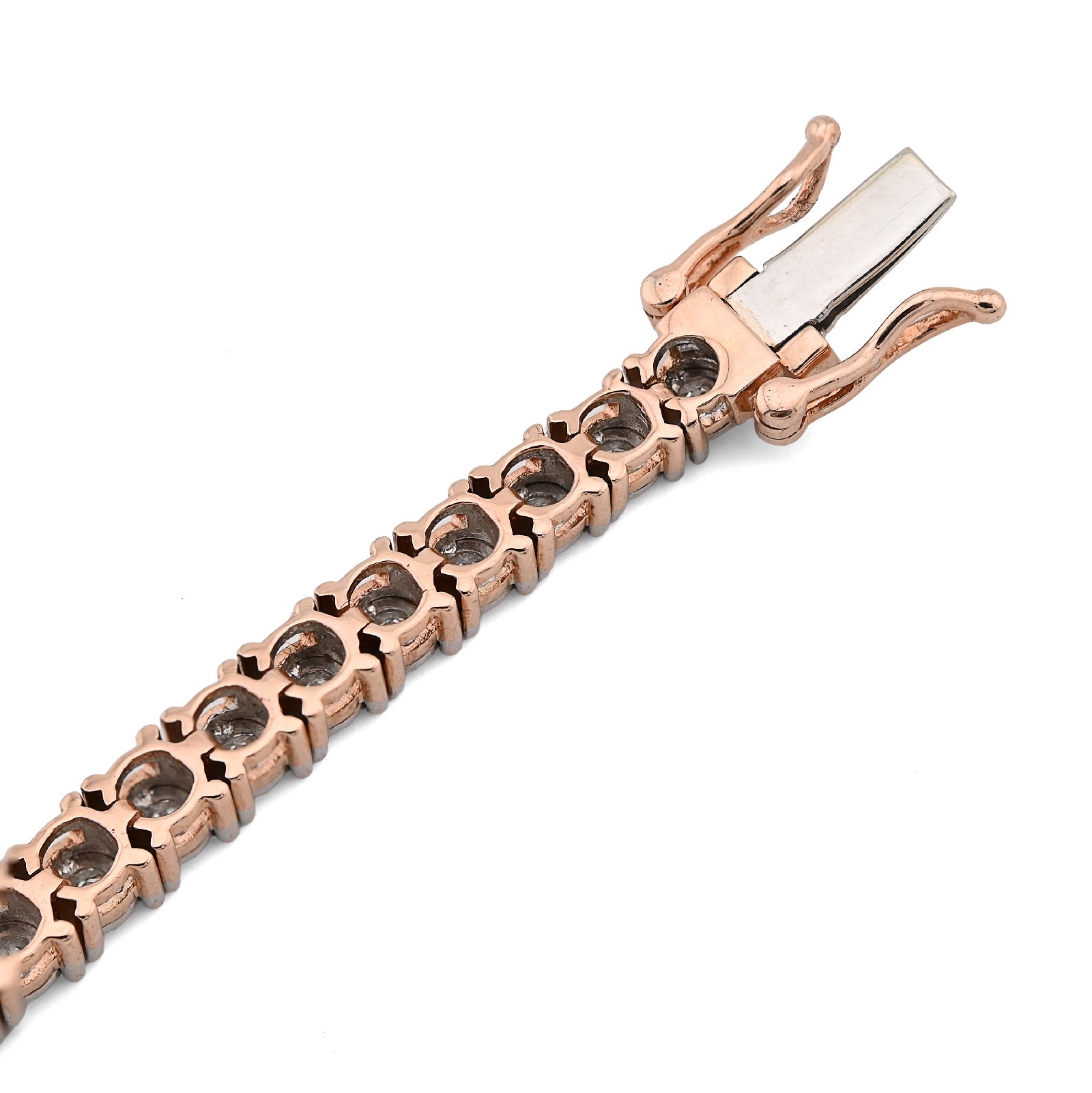 10k Rose Gold 2.5 CT Natural Diamond 7.5" Tennis Bracelet Men Women 18g