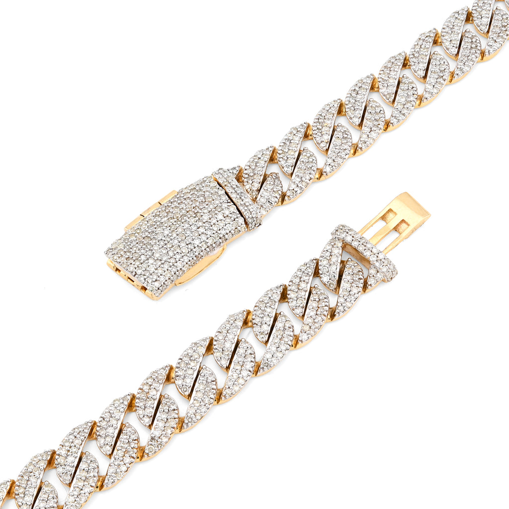 10K Yellow Gold 9 CT Natural Diamond Cuban Link Chain 8 MM Men 20" Necklace